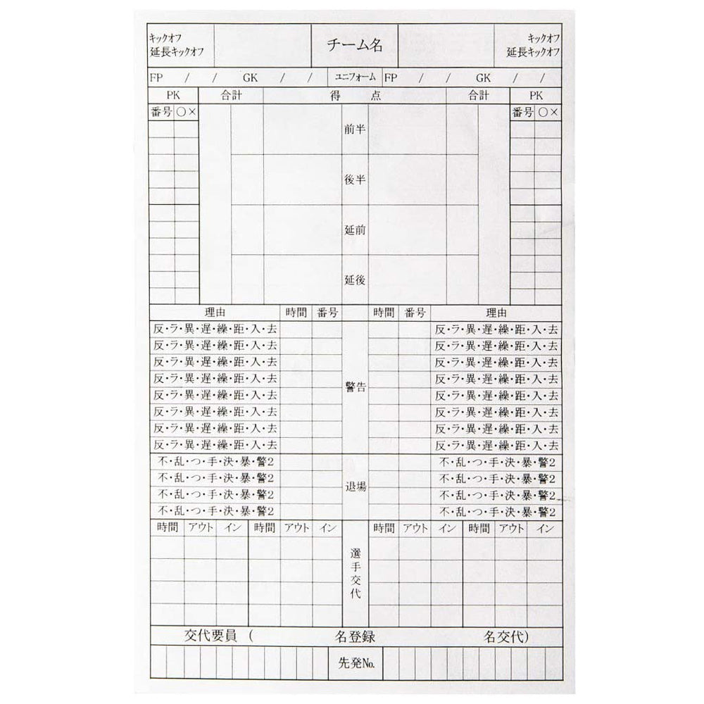 フィンタ レフェリー記録用紙 (30枚入り) FT5988